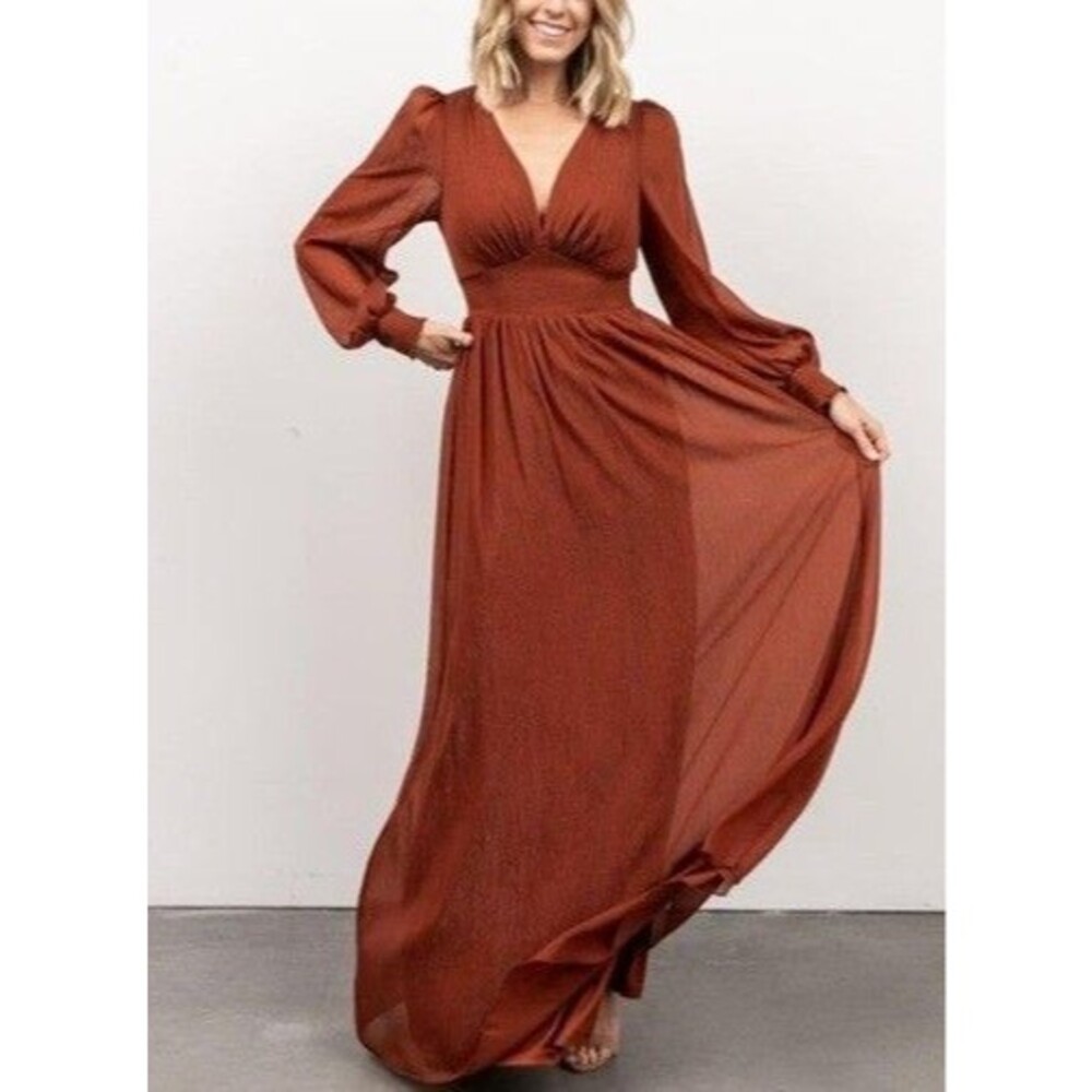 Baltic Born Rust Shimmer Juliette Maxi Dress Small Romantic Renaissance Fairy